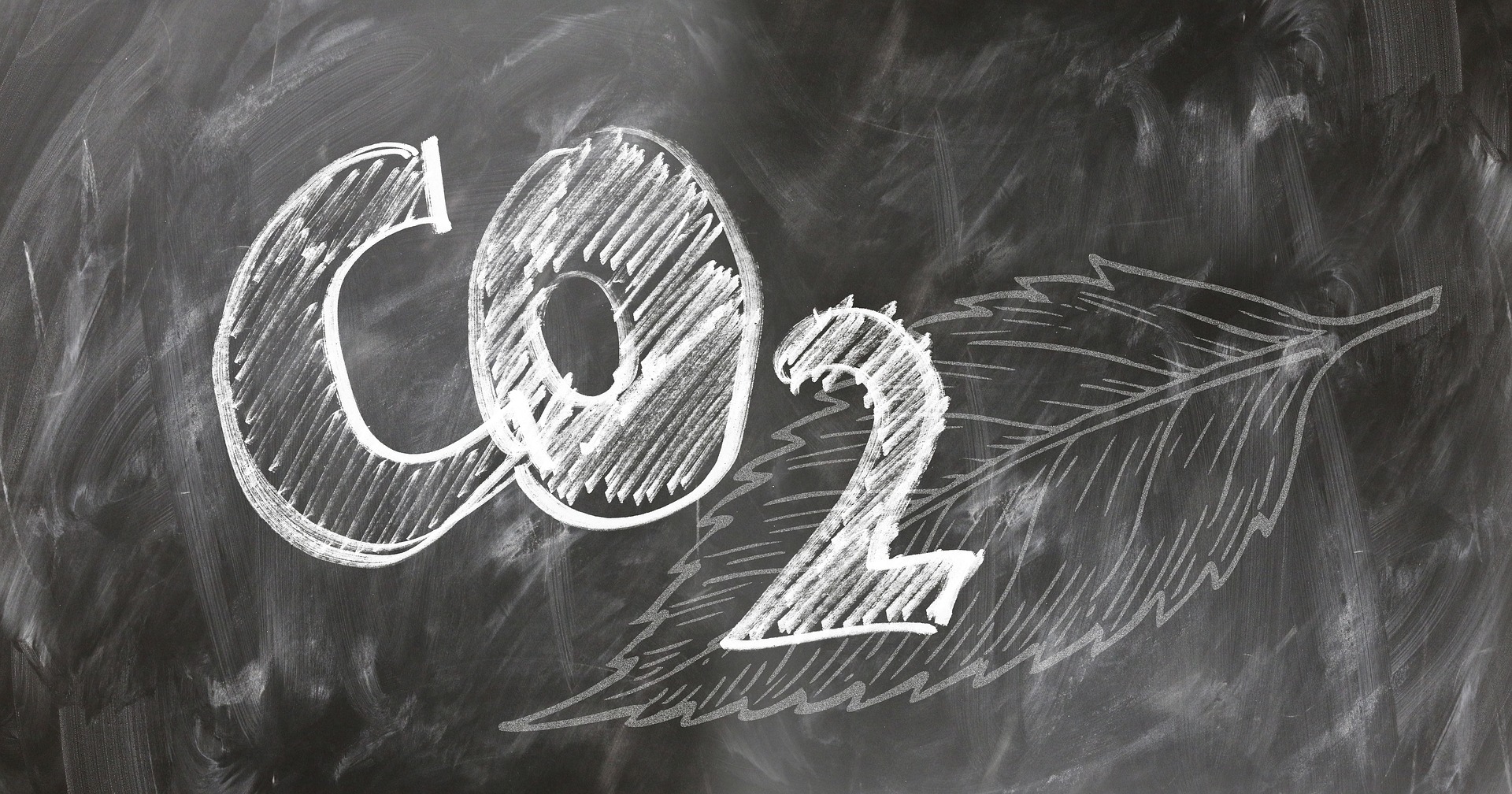 CO2 written in chalk on a blackboard