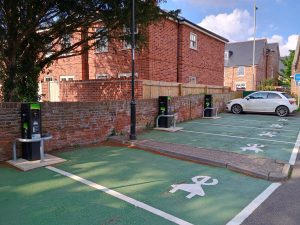 ORCS EV charging bays, High Street, Hadleigh, May 2024. Photo courtesy of Babergh District Council.