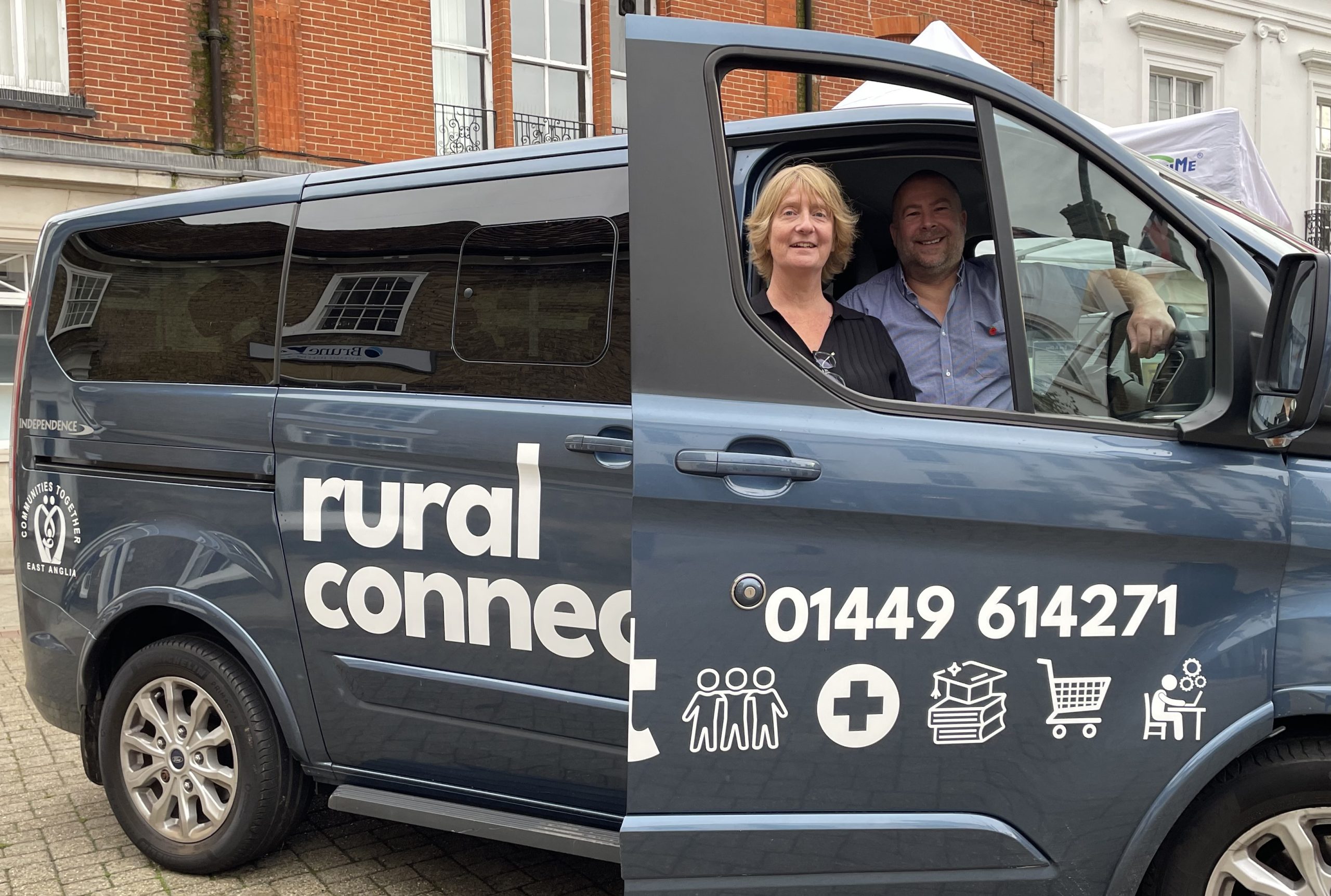 Cllr Teresa Davis and Daniel Davis, transport operations manager at Communities Together East Anglia